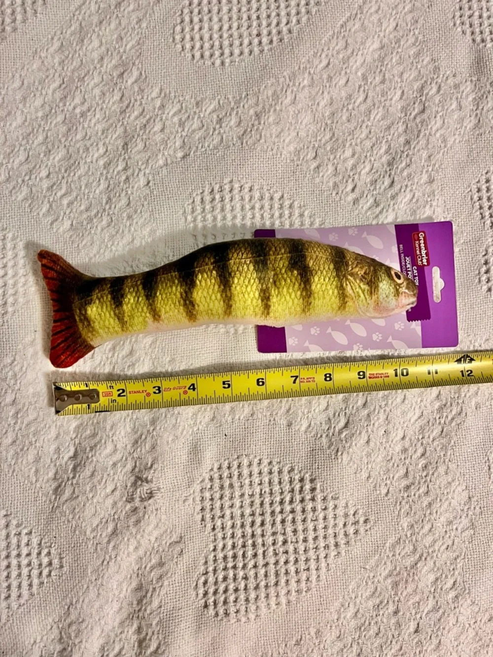 🍀 FREE in bundle* Fake Fish Plush Yellow Striped Dog or Cat Toy with Bell